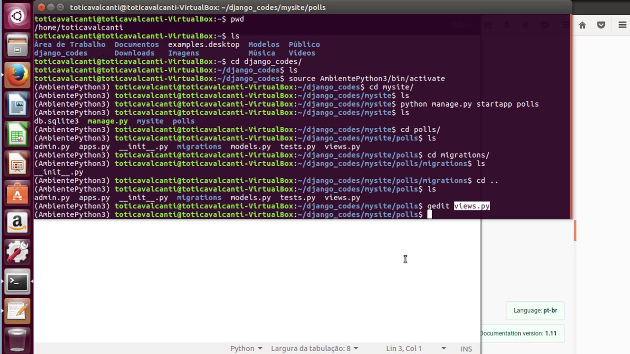 Aula 04 - Criando uma primeira aplicação com Django no Ubuntu (continuação)