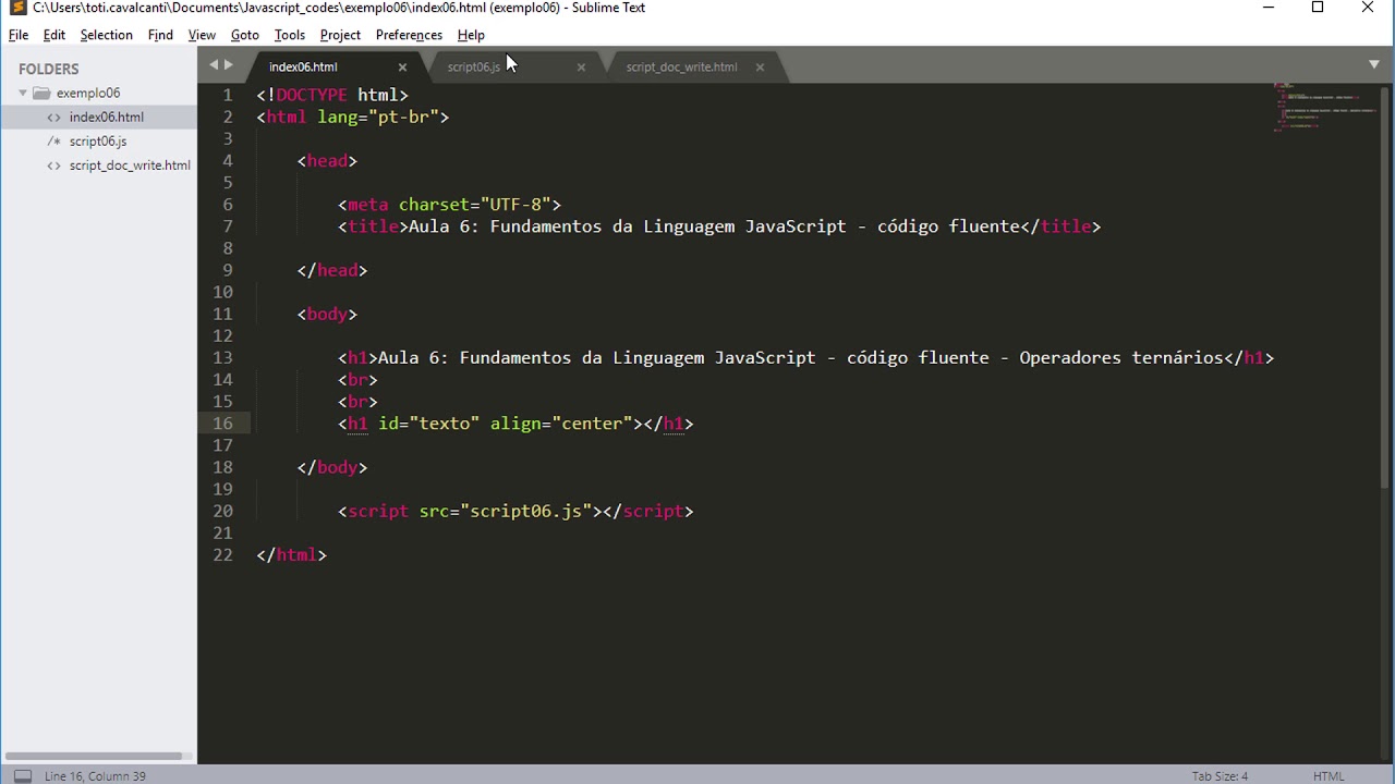 06 - Javascript - Operador ternário