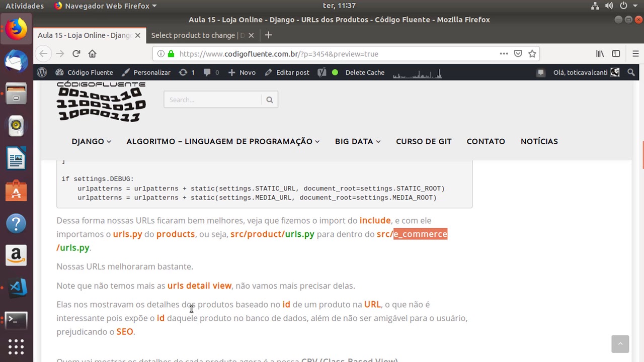 Aula 15 - Loja Online - Django - URLs dos Produtos