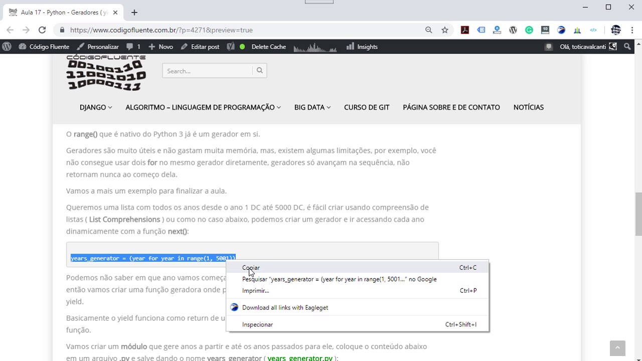 Aula 17 - Python - Geradores ( yield )