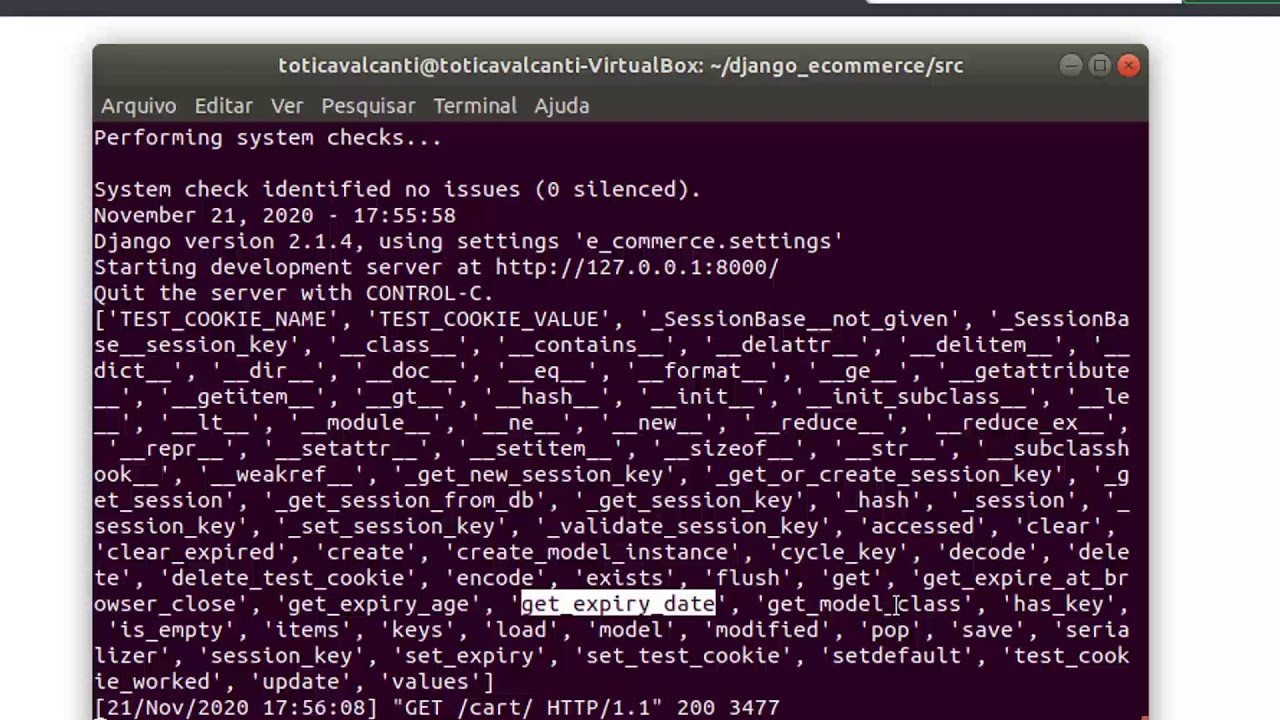 Aula 40 - Loja Online - Django - Sessões