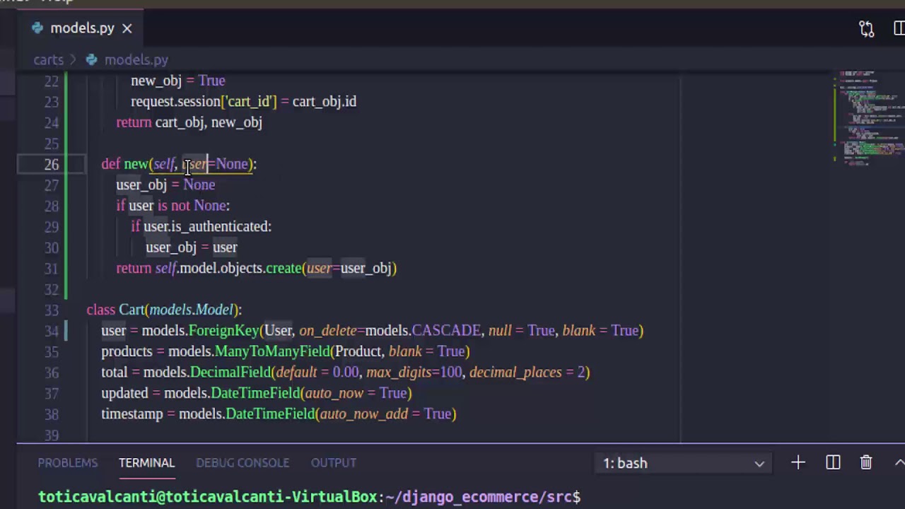 Aula 42 - Loja Online - Django - Gerência do carrinho - Cart Manager